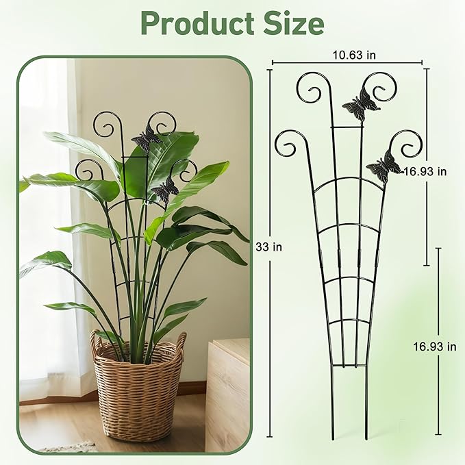 30'' Larger Plant Trellis Indoor, Expandable Metal Trellis for Climbing Plants Indoor, House Plant Climbing Support for Monstera Hoya Pothos, 4P