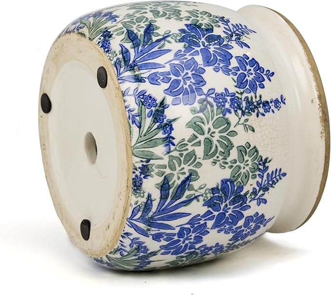 Flower Pot,Vintage Ceramic Pot for Planter with Drainage Holes, 6.29 inch Ice Crack Glazed Small Planters Pot for Indoor,Tucan Home Decor,Gardening Gifts (Art Deco)