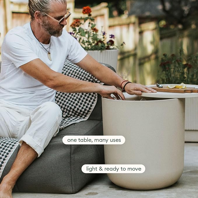 Veradek Kona Cooler Side Table – 2-in-1 Outdoor Patio Side Table w/Cooler | Insulated 40L Capacity | Modern Accent Décor for Hosting, BBQ, Poolside