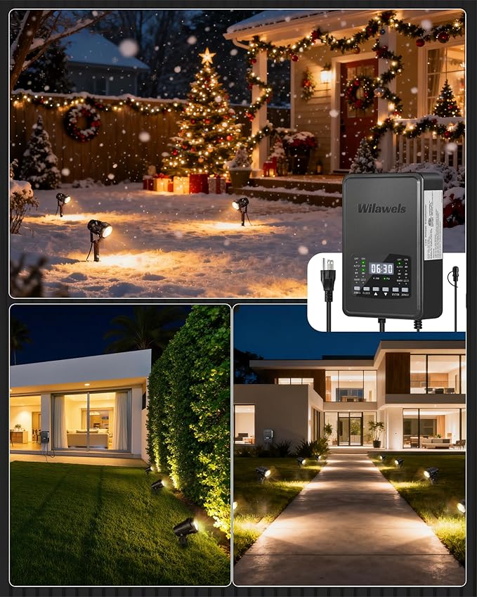 12 Pack Landscape Lights with 2 Zone 300W Low Voltage Transformer, 3000K 12V LED Landscape Lighting Kit, Waterproof Aluminum Landscape Spotlights with Connectors for Yard Tree Garden W01LK06