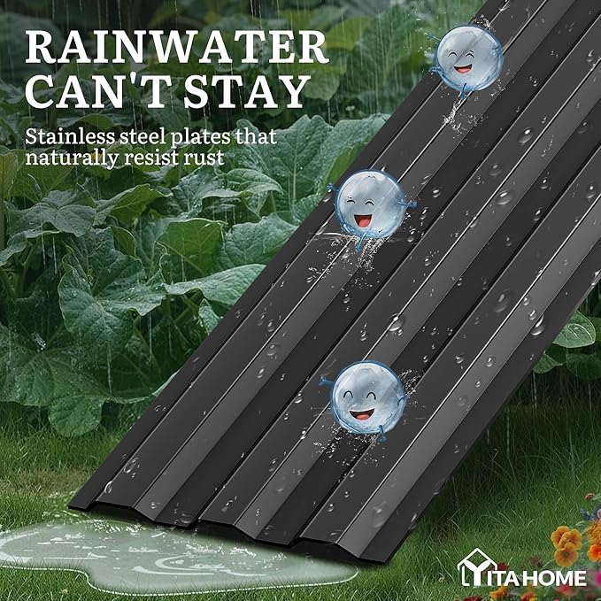 YITAHOME 12x4x1ft 2pcs Large Raised Garden Bed Kit, Galvanized Metal Planter Box with Gloves, Ground Nails, Support Rod, Outdoor Above Ground Planters for Plants Vegetables Flowers, Black