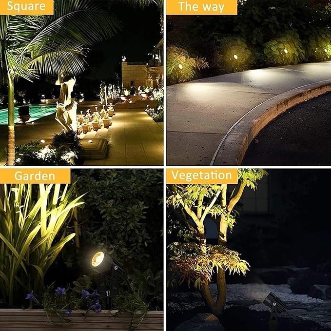 Svater 4 Pack Landscape Lighting Low Voltage,Outdoor Spotlights with Transformer, Plug in LED Spot Lights for Yard, Backyard,House 12V 3000K Warm White, IP65 Waterproof