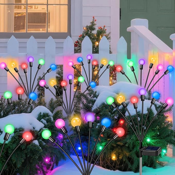 Solar Garden Lights Outdoor, Swaying Light Waterproof Solar Lights Outdoor for Yard Pathway Patio, Swaying Lawn Decor as Gardening Gifts for Women Holiday (Multicolor, 4 Pack)