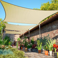 ShadeMart 12' x 20' Beige Sun Shade Sail UPF50 Rectangle Canopy Fabric Cloth Screen smTAPR1220, Water and Air Permeable & UV Resistant, Heavy Duty, Carport Patio Outdoor - (We Customize Size)