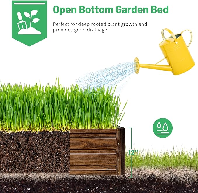 SnugNiture 2 Pcs 6x3x1FT Raised Garden Bed Galvanized Planter Garden Boxes Outdoor, Deep Root Planter Raised Bed for Vegetables Flowers Herbs,Brown