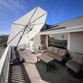PURPLE LEAF 11 Feet Patio Umbrella Outdoor Cantilever Round Umbrella Aluminum Offset Umbrella with 360-degree Rotation for Garden Deck Pool Patio White