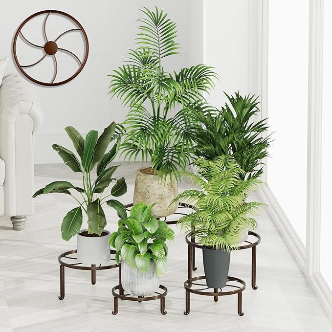5 PackHeavy Duty Rack for Planter,Anti-Rust Flower Pot Stand Holder for Multiple Plants,Potted Plant Shelf for Living Room, Balcony, Garden, Patio
