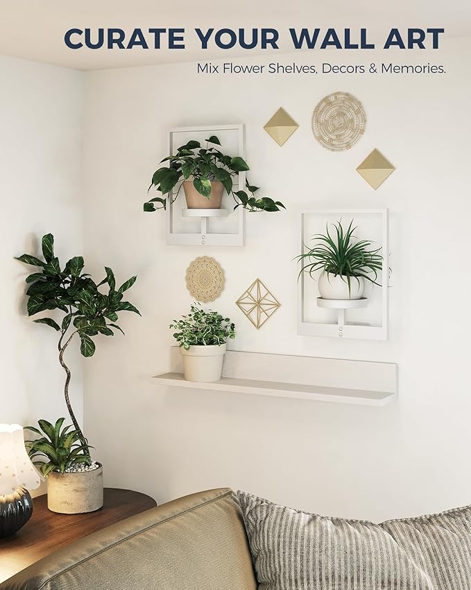 Bamworld White Plant Stand Indoor, Plant Hanger Wall Planters for Indoor Plants Window Plant Shelves Plant Holder Wall Decor, Room Decor (Patent Design)
