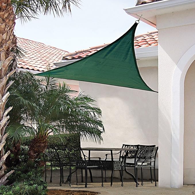 E&K Sunrise 21' x 21' x 21' Sun Shade Sail Triangle Canopy Shade Cover UV Block for Patio Backyard Garden Outdoor (Green)