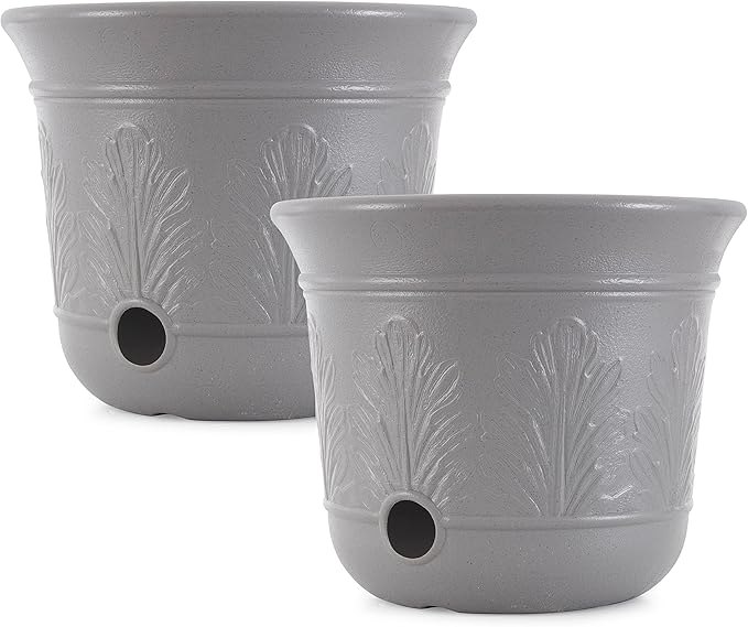 Suncast 2 Pack 300 Foot Heavy Duty 5 Gallon Decorative Plastic Hose Pot for Expandable and Lightweight Hoses, Ideal for Garden, Patio and Backyard Use