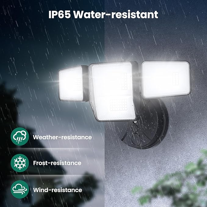 70W 7000LM LED Flood Lights Outdoor 2 Packs, Switch Controlled Security Lights with 4 Heads, Adjustable Heads, 6500K Daylight IP65 Waterproof Outside Wall Light for Backyard, Yard, Garage, Patio