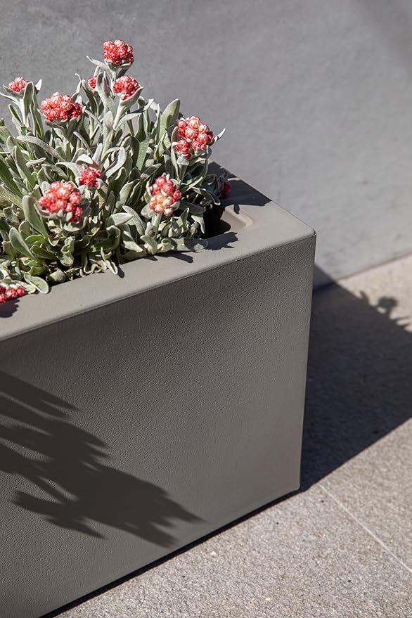 Veradek Block Series Window Box Planter - Rectangular Flower Pot for Indoor or Outdoor Window Sill/Balcony | All-Weather Use with Drainage Holes | Modern Décor for Succulents, Herbs, Small Plants