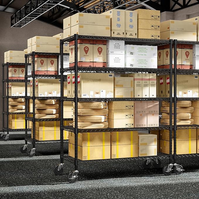 53" W Garage Shelving 5 Tier Industrial 2200LBS Metal Shelving Units for Commercial, Basement, Pantry, Warehouse, School, Black Heavy Duty Easy Assembly 53.2" W x 23.6" D x 73.6" H