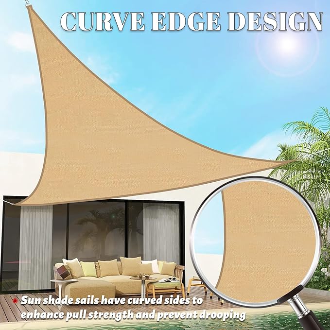 SUNLAX Custom Size 10'x18'x20.6' Sand Sun Shade Sail Right Triangle UV Block Sunshade for Backyard Yard Deck Patio Garden Outdoor Facility (Customized)