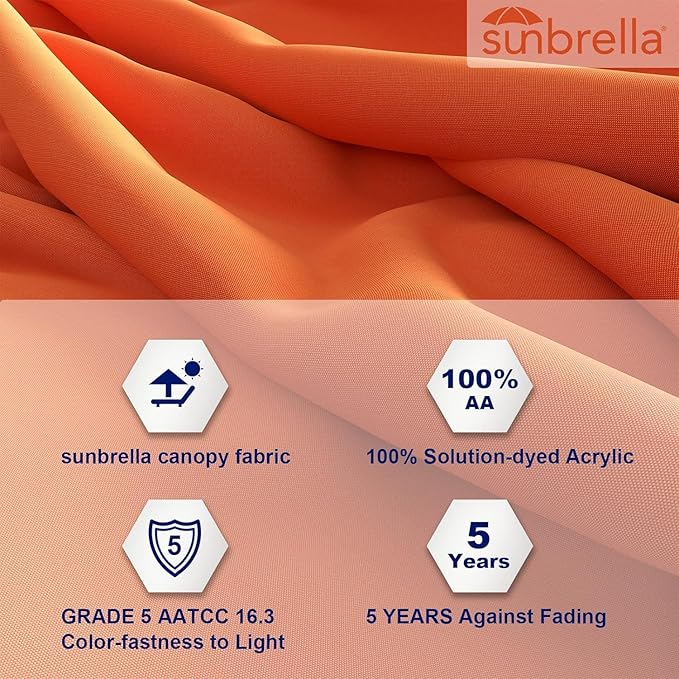 Grand patio 12FT Sunbrella Cantilever Round Umbrella Outdoor Round Aluminum Offset Umbrella with Base Included for Garden, Backyard, Pool (Spectrum Cayenne, 12 FT-SUNBRELLA)