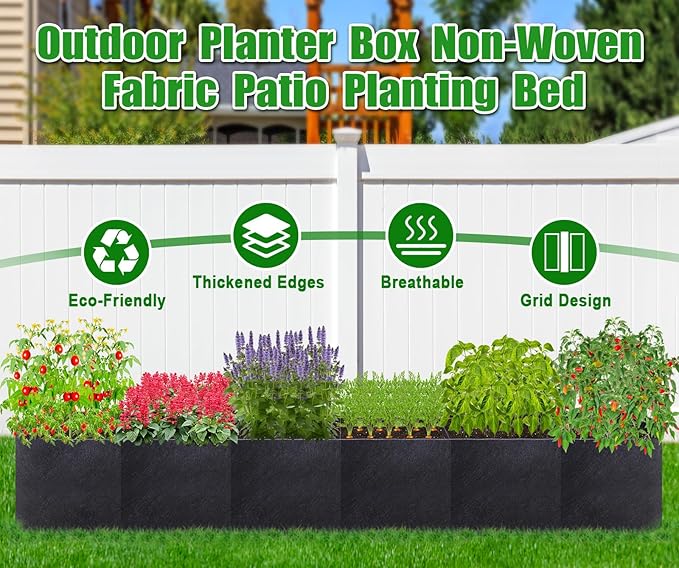 POILKMNI 12x2x1ft Oval Fabric Raised Garden Bed - Outdoor Planter Box Non-Woven Fabric Patio Planting Bed Garden Grow Bed Bag for Growing Herbs, Flowers and Vegetables