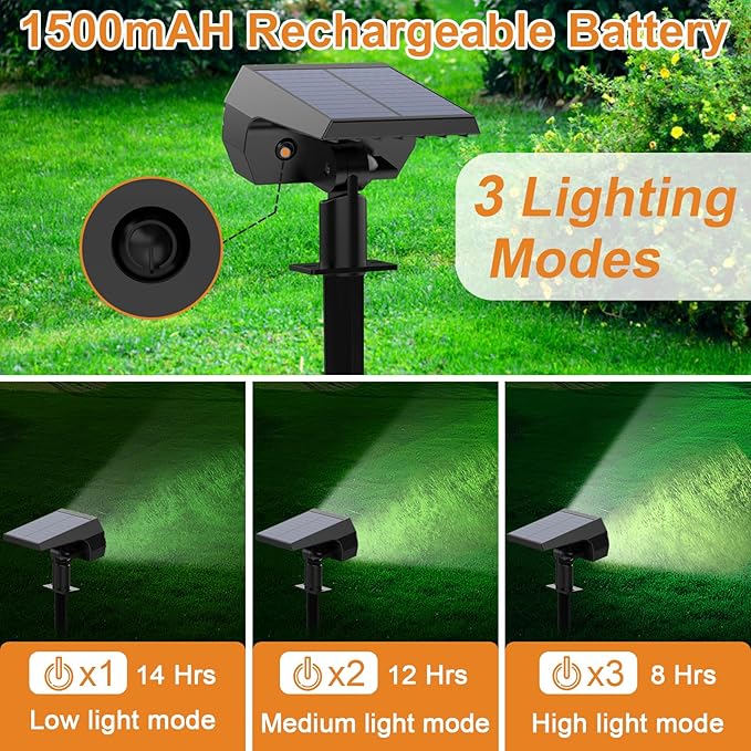 WELALO Solar Spot Lights Outdoor, [10 Pack/52 LED/3 Modes] Solar Landscape Spotlights, Solar Powered Security Lights, IP68 Waterproof Wall Lights for Outsides Walkway Yard Garden Driveway(Cool White)