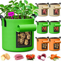 5 Gallon Potato Grow Bags - 6 Pack 350g Heavy Duty Thick Aeration Nonwoven Fabric Pots with Handles, Potatoes Grow Bags 5 Gal with Flap, Garden Bags for Growing Potatoes Plant Vegetables Flower