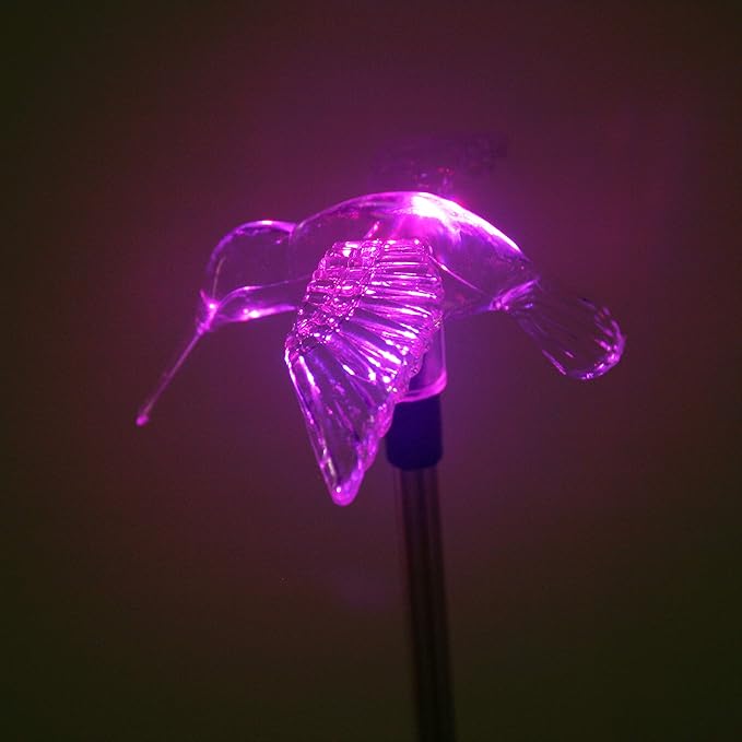 Outdoor Solar Garden Stake Light - Color Changing Decorative LED Stake Lamp In-ground Landscaping Lighting for Garden Patio Yard Lawn Pathway Flower Bed Decor Decorations Figurine Hummingbird