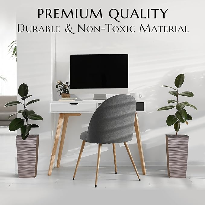 Mueller Janska M-Resin Heavy Duty Tall Planter, Indoor/Outdoor Grande Plant, Tree, Flower Pot, 2-Piece Set, 18”, Modern Design, Built-in Drainage, Mocha