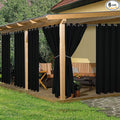 HolidayIdeas Outdoor Curtains for Patio Waterproof, 6 Panels - 54x84 Inches - Weatherproof Privacy Outsides Curtains for Cabana Porch Pergola, Sunlight & UV Blocking (Black, Grommet Top)