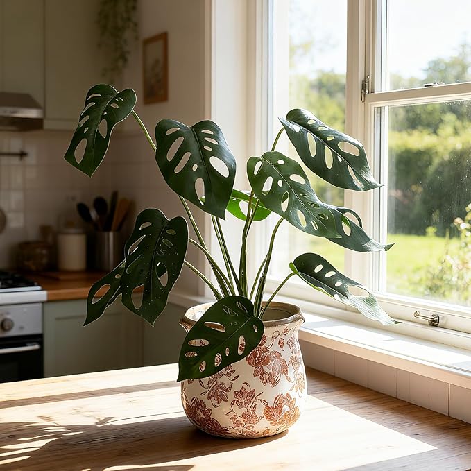 6 Inch Ceramic Plants Pots Vintage Ceramic Flower Planters Crackle Glaze Finish Flower Pots Decorative Floral Vintage Planters for Living Room Garden Home Decor Gifts(Fresh)