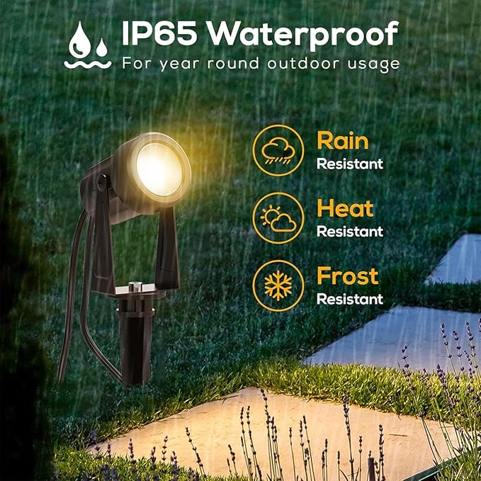Banord Outdoor Landscape Lighting, 4 Pack Low Voltage Landscape Lighting, IP65 Waterproof Outdoor Lighting for Yard Garden Lawn Plants