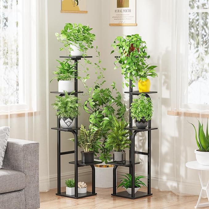 5 Tier Plant Stand Indoor, Plant Shelf for Multiple Plants, Flower Pot Holder Shelf, Planter Display Rack for Patio Garden Balcony Living Room Bedroom Decor, Black