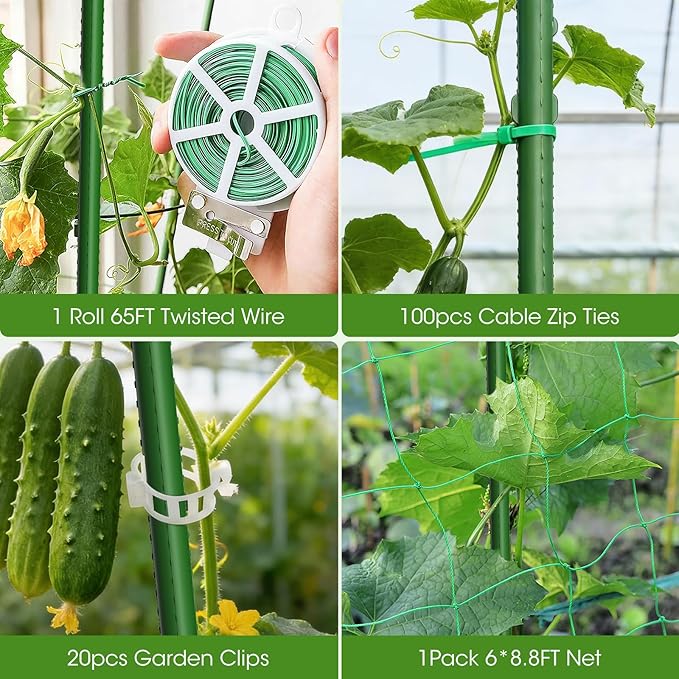 Cucumber Trellis for Raised Bed,U-Shape Garden Trellis for Climbing Plants Outdoor, Metal Arch Vegetables Trellis, Plant Support for Vine (Green, 63" Lx21.6 Wx47.2 H-Large)