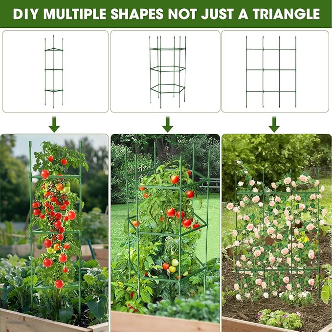 8PCS Tomato Cages for Garden, Tomato Trellis for Raised Garden Bed, 51.2" Tall Cage Plant Support for Pots, Gardening Supplies Trellis for Climbing Plants (8PCS，High: 51.2 Inch)