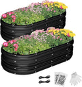 WORKPRO 2PK 4x2x1ft Outdoor Galvanized Raised Garden Bed Kit, Rust & Corrosion Protection, Easy Assembly, Safe Edge, Ideal for Vegetables & Flowers, Black