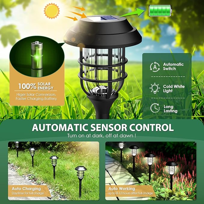 SOLPEX Solar Lights for Outside, Solar Outdoor Pathway Garden Lights Waterproof, Solar Powered Landscape Lighting for Yard, Garden, Pathway, Patio, Porch, Walkway, Driveway, 12 Pack(Cold White)