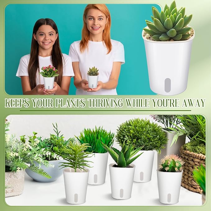 10 Pcs 3.74 Inch Self Watering Pots Self Watering Planters for Indoor Planters Plastic Garden Flower Pots with Level Indicator Vents for Herbs