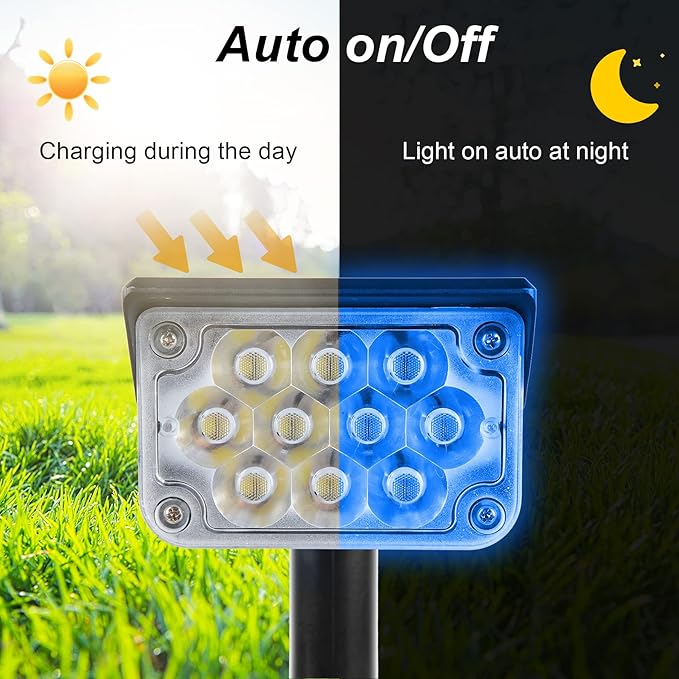 Solar Spot Lights Outdoor, Blue Solar Spotlights Landscape Lighting with IP65 Waterproof 20 LEDs Landscape Spotlight for Garden Path Yard Holiday Decoration 4 Pack