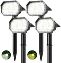 Brightown 4Pack Solar Spot Lights Outdoor [Cool & Warm Light 2-in-1], IP67 Solar Lights Outdoor Waterproof with 1800mAh, Two Mounting Methods Outdoor Solar Lights for Yard, Garden and Pathway