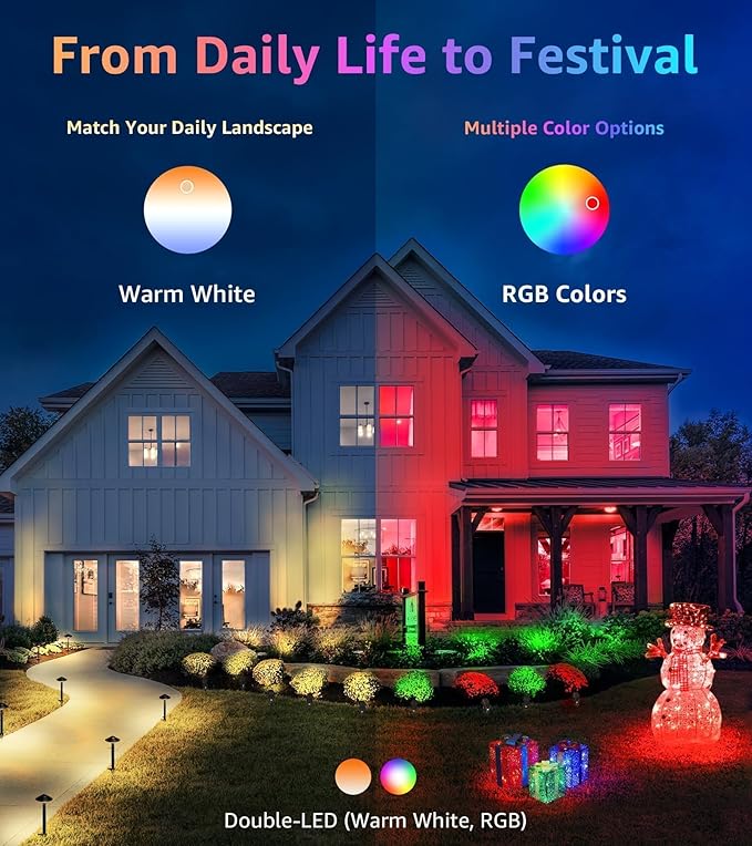 SUNVIE RGBW Spot Lights Outdoor Color Changing Landscape Lighting 12W LED Outdoor Spotlights with Remote Control 120V Waterproof Colored Spotlights for House Garden Yard Tree Decorative, 6 Pack
