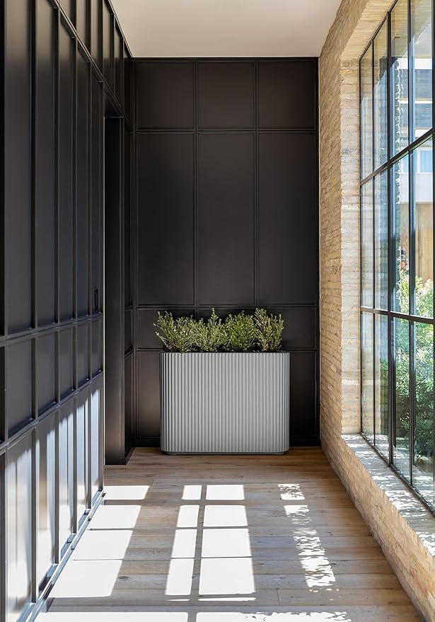Veradek Demi Series Span Planter for Front Porch, Patio, Backyard | Durable Plastic-Stone Composite Material | Modern Décor for Shrubs, Flowers