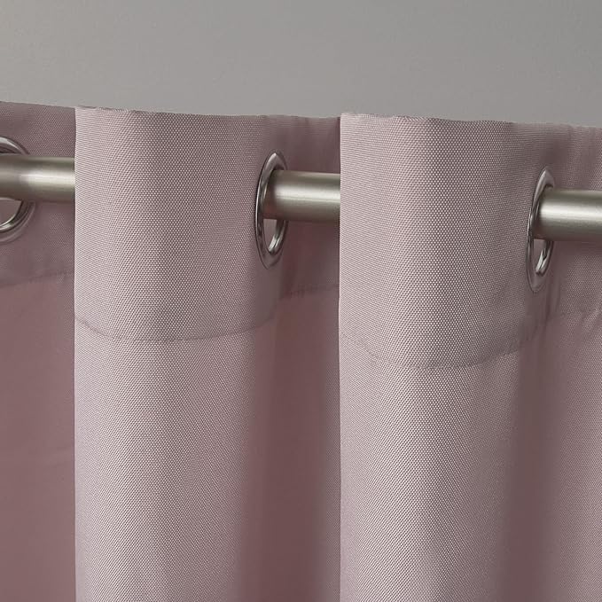NICOLE MILLER NEW YORK Canvas Indoor/Outdoor Grommet Top Curtain Panel Pair, 54"x108", Blush