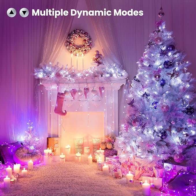 Brizled Color Changing String Lights, 33ft 100 LED Pasrel Easter Mini Lights with Remote, Dimmable RGB Lights String Clear Wire, Indoor USB Twinkle Light for Christmas Halloween Year-Round Decor