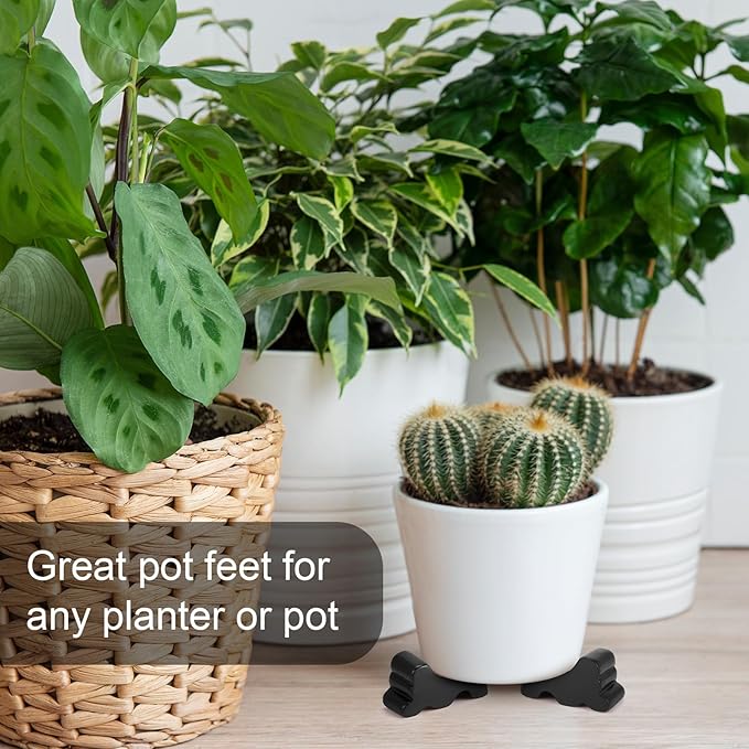 Kigeli 6 Pcs Resin Garden Pot Feet for Outdoor Planters 3 Inch Long 1.5 Inch Tall Flower Handmade Elevator Plant Feet Frost Proof Lifter for 14-20 in Pot(Black)