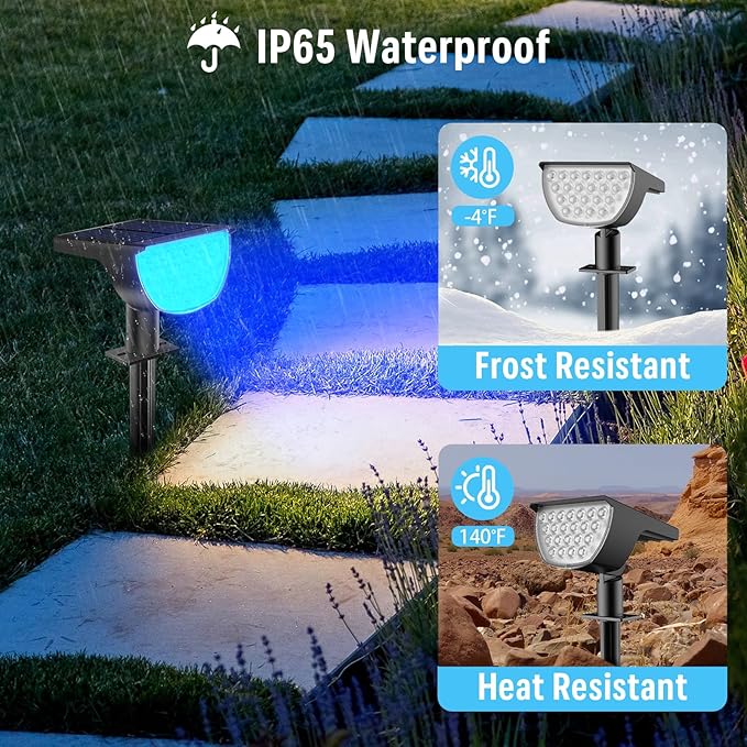 Solar Multicolor Lights Waterproof IP65, 8 Lighting Modes Solar Spot Lights Outdoor Yard Garden Landscape Pathway Decorations (Multicolor, 4 Pack)