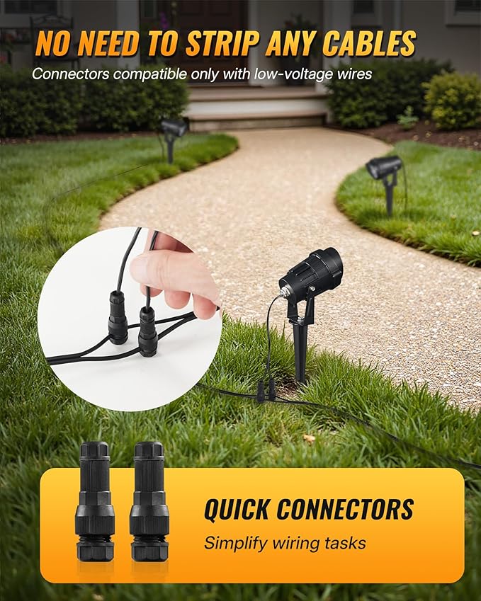 6W 700LM Low Voltage Landscape Lighting, 12V AC/DC 3000K Warm White LED Low Voltage Landscape Lights, IP65 Waterproof Outdoor Spotlights with Connectors for Garden Tree Yard 4 Pack W01SLP406