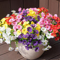 Artificial Flowers for Outdoors, UV Resistant Fake Silk Morning Glory, Realistic Faux Plants for Outside Porch Patio Window Box Hanging Planter (16, Purple White Yellow Pink Red)