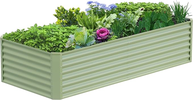 8x2x2FT Galvanized Raised Garden Bed,Galvanized Planter Boxes Outdoor, Large Metal Raised Garden Beds for Vegetables-Green