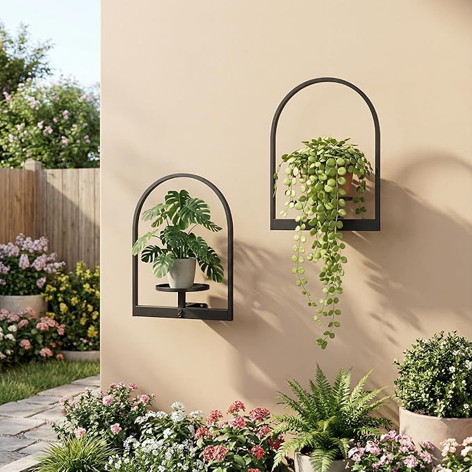 2 Pack Plant Stand Indoor Outdoor Hanging Planters for Indoor Plants Wall Plant Holder for Indoor Plants Plant Frames Wall Decor for Livingroom Bedroom Balcony Patio