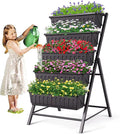 SEJOV 4FT Vertical Raised Garden Bed, 5 Tiers Elevated Planter Box for Herbs Vegetables Flowers, Graden Vertical Planter with Drainage System for Patio Balcony Garden Outdoor Indoor Plants (Black)