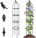 6FT Garden Obelisk Trellis for Climbing Plants,Adjustable 4-Tier Metal Plant Support,Rustproof Outdoor Plant Tower with 3 Decorative Tops for Roses,Tomatoes,Clematis & Vines,Black