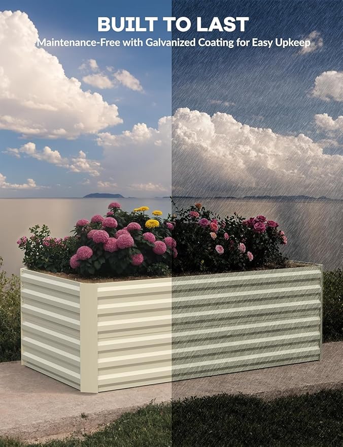 Garvee 2PCS 8x4x2ft Galvanized Raised Garden Bed Outdoor,Rust-Resistant Raised Garden Beds for Gardening, Easy Assembly Outdoor Garden Box & Planters