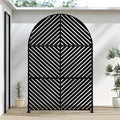Casaphoria 72" H x 47" W Arched Metal Privacy Screen - Elegant Freestanding Outdoor Screen for Deck, Patio & Balcony - Versatile Decorative Privacy Panels for Home & Garden Use (Black-Paralle)