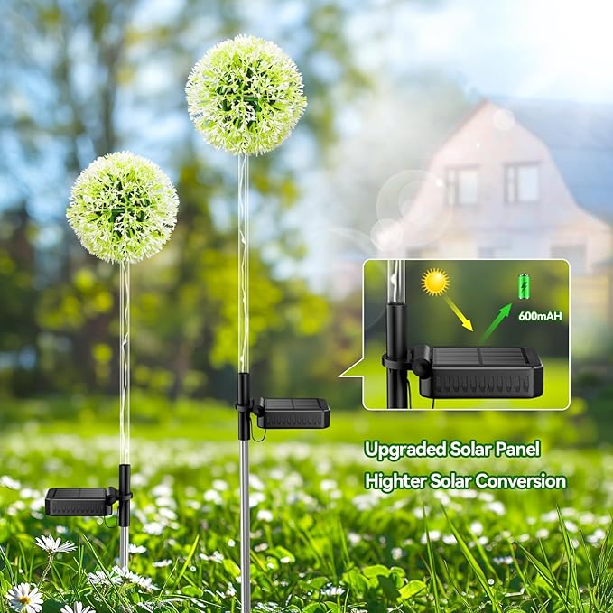 Solar Garden Lights Outdoor Decor: 4 Pack Dandelion Solar Flower Lights, 2 Modes 16 LED Colored Solar Lights for Outside, Waterproof Decorative Flowers for Yard, Patio, Gifts for Women Mom